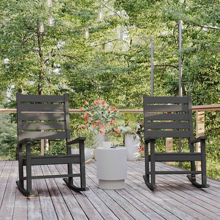 Flash Furniture Gray All-Weather Outdoor Rocking Chair, 2PK 2-LE-HMP-2002-110-GY-GG